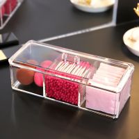 Transparent Makeup Organizer Storage Box Organizador Three Compartment Plastic Storage Box Desktop Sorting Acrylic Material