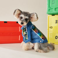 New Sequin Dog Denim Jacket for Small Medium Dogs Dog Jeans Coats French Bulldog Clothing Winter Bichon Costume Pet Clothes