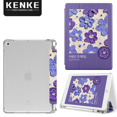 KENKE iPad กรณีการ์ตูนน่ารักซิลิโคนโปร่งใสนุ่มฝาครอบ iPad สำหรับ iPad 2020 Air4 Pro 11 12.9 2020 2021 mini 6 mini 5 iPad 7th 8th 9th generation iPad 5th 6th 2017 2018 Pro 10.5 Air 3 2019 เคส ipad พร้อมที่ใส่ดินสอ, Anti-Fall Case