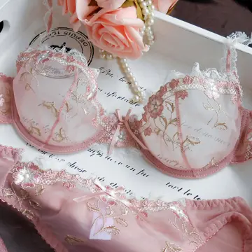 Small Breasts Bras Set Lace Sexy Lingerie Unpadded Transparent Brassiere  Panties