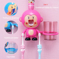 Bathroom Accessories Sets Wall Toothbrush Holder Hanger Stand Child Toothpaste Dispenser Squeezer Organizer Cute Cup Hold 3 IN 1