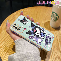 Jlingji เคสสำหรับ TECNO POVA 2เคสลายการ์ตูนน่ารัก Kuromi ใหม่กรอบสี่เหลี่ยมจัตุรัสชุบพื้นผิวเคสซิลิกาเจลกันกระแทกเคสมือถือรวมเลนส์กล้องถ่ายรูปฝาครอบป้องกัน