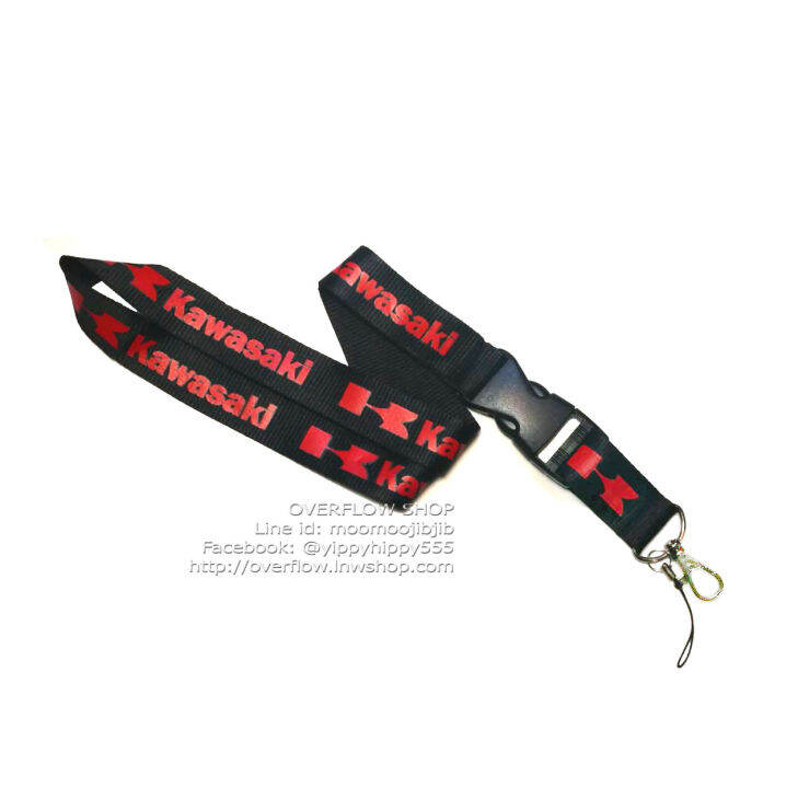 kawasaki-lanyard-ห่วงเล็ก-สายคล้องคอ-สายห้อยบัตร-สายหนา-2-5-ซม-สกรีนไม่ลอก