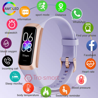 ZZOOI 2022 Smart Watch Women Men Smartwatch AMOLED Heart Rate Blood Pressure Smart Clock Body Temperature Sports Fitness Smart-Watch