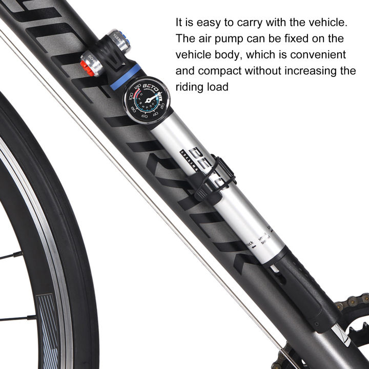 ออกแบบตามหลักสรีรศาสตร์ปั๊มจักรยานทนต่อการสึกหรอวาล์ว-presta-schrader-ป้องกันสนิม120psi-เครื่องสูบยางจักรยานพร้อมมาตรวัดความดันสำหรับจักรยาน
