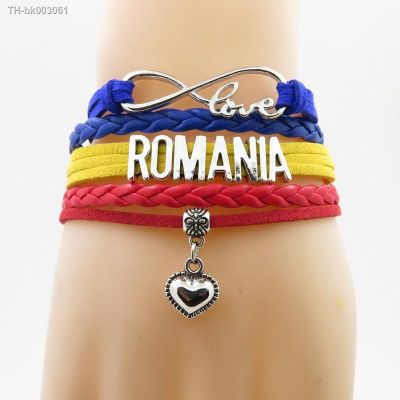 ○ Romania Bracelet Charm Infinity Love Vintage Romania Women Men Braid Wrap Bracelets Bangles Jewelry Gifts