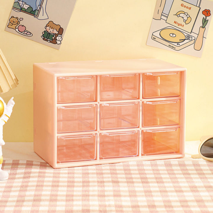 jiugongge-stationery-holder-cosmetic-storage-container-heart-shaped-storage-box-dust-proof-drawer-box-cute-stationery-holder