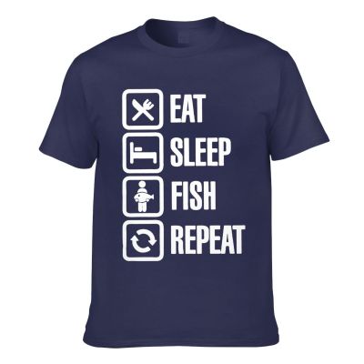 Eat Sleep Fish Fishing Angling Logo Bass Fisherman Mens Short Sleeve T-Shirt