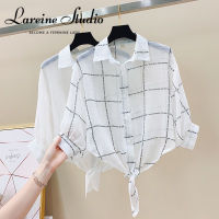 LAREINE Shawl เสื้อโค้ทตัวหลวมสำหรับผู้หญิง,เสื้อโค้ทเสื้อผ้ากันแดดสั้นฤดูร้อนแฟชั่นผ้าชีฟอง40-80กก.