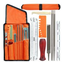 10pcs/Set Professional Chain saw Sharpening Kit Tool Set Hardwood Handle Round/Flat File Guide Bar File Sharpener Tools