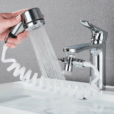 Home Bathroom Sink Faucet Sprayer Water Tap Extension Nozzle Adjustable Shower Set Sucker Wall-mounted Convenient To Install #12