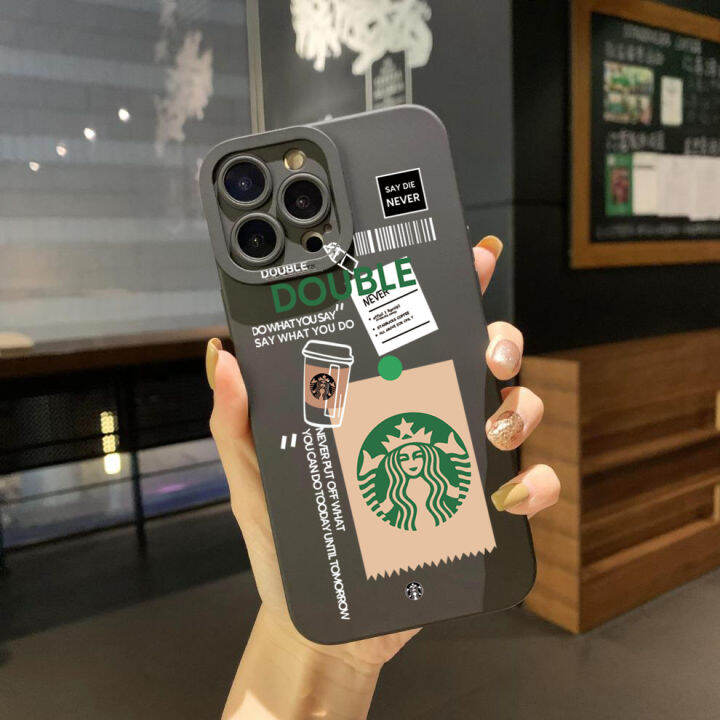 เคสโทรศัพท์สำหรับ-iphone-14-plus-13-12-pro-max-11-xr-7-8-se-2020กาแฟ-starbucks-สวยฝาครอบขอบสี่เหลี่ยมฝาครอบป้องกันเลนส์เต็ม