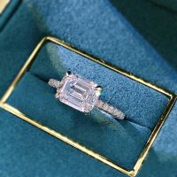 Wong Rain 925 Sterling Silver 7*9 MM Emerald Cut Created Moissanite Gemstone Wedding Engagement Ring Fine Jewelry Ring Size 5-9