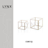 LYNX - CUBE SQ Yellow - แจกันกระจก ทรงเรขาคณิต สำหรับตกแต่งบ้านสมัยใหม่และมีสไตล์ ขนาด 12 ซม. และ 15 ซม. -ไม่สามารถใส่น้ำได้