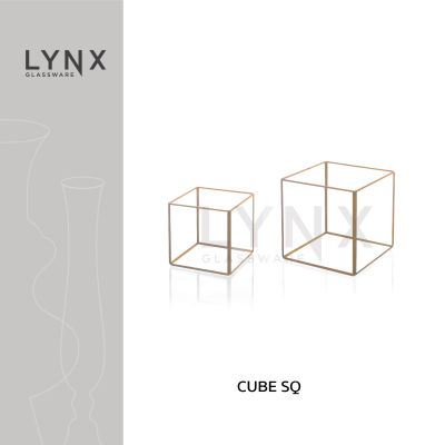 LYNX - CUBE SQ Yellow - แจกันกระจก ทรงเรขาคณิต สำหรับตกแต่งบ้านสมัยใหม่และมีสไตล์ ขนาด 12 ซม. และ 15 ซม. -ไม่สามารถใส่น้ำได้