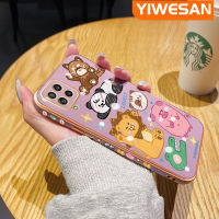 YIWESAN เคสปลอกสำหรับ Samsung Galaxy M32 4G เคสซิลิโคนลวดลายสัตว์น่ารักลายการ์ตูนใหม่เคสมือถือชุบหรูหราเคสกันกระแทกฝาครอบหลังเต็มรูปแบบป้องกันเลนส์กล้องเคสนิ่ม