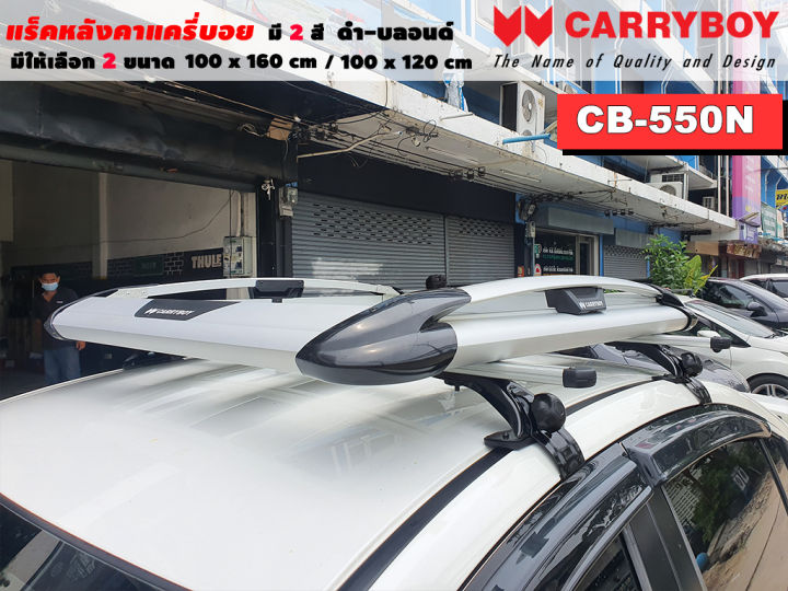 type-เก๋ง-กระบะ-แร็คหลังคารถ-แครี่บอย-carryboy-cb-550n-100x160-cm-100x120-cm-มี-2-สี-ดำ-บลอนด์-ราวหลังคา-ขาจับแร็ค-แร็คหลังคาถอดได้-ตัวยึดแร็คหลังคา