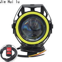 125W Motorcycle Angel Eyes Headlight Motorbike Spotlight U7 LED Moto Driving Car Fog Spot Head Light Lamp Motorcycle Accessories