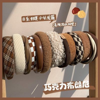 [COD] Duplex headband womens autumn and winter sponge high skull top hairpin new press hair accessories going out wide-brimmed