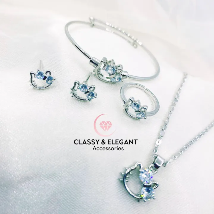 [CLASSY & ELEGANT] Helo Kittie 4in1 Kids Baby Girl Jewelry Set and