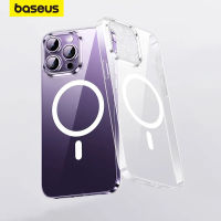 Baseus เคสแม่เหล็กสำหรับ IP 15 Pro IP 15 Pro IP 15 Pro Max IP 15 Plus เคสใส PC แข็งสำหรับเคสป้องกันแม่เหล็กและชุดคริสตัลอุปกรณ์ทำความสะอาดกล้อง