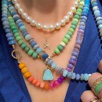 ﹍  Amazonite Stone Necklace Boho Neck Accessory Colourful Collar Best for Mother Daughter