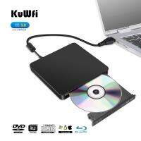 Kuwfi USB ช่องบลูเรย์ภายนอก3.0เครื่องอ่านแผ่นบลูเรย์ BD-RE CD/DVD RW Writer Play ดิสก์ Blu-Ray 3มิติสำหรับพีซี/แล็ปท็อป