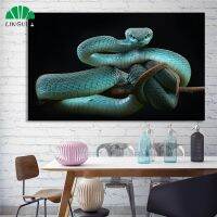 Blue Snake โปสเตอร์ Nordic สัตว์ผ้าใบพิมพ์ภาพวาดสีดำงู Meresurus Albolabris Wall Decor Wall Art ภาพ Cuadros 1PCS ไม้กรอบด้านในหรือ Frameless (หรือกรอบอลูมิเนียมสีดำ)