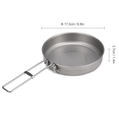 750ml Ultralight Titanium Frypan with Foldable Handle Outdoor Camping Hiking Picnic Cooking Frying Pan Camping Tableware