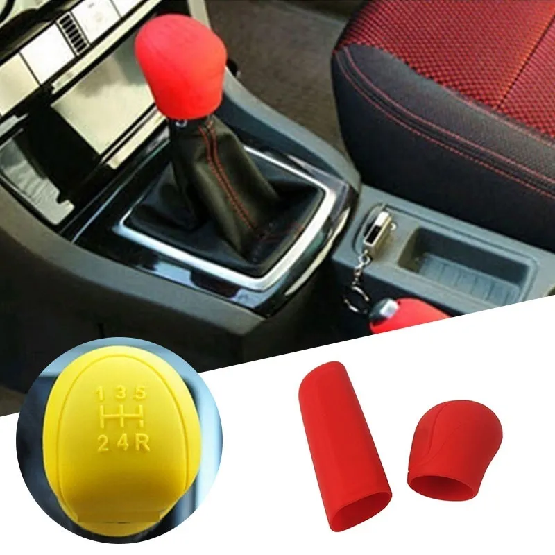 2Pcs Universal Manual Car Hand Brake Case Gear Head Shift Knob