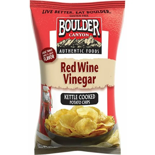 💥Promotion💥 ส่งฟรี 🌺พร้อมส่ง🌺 Boulder Canyon Red Wine Vinegar Chips 142g ชิปมันฝรั่งทอด