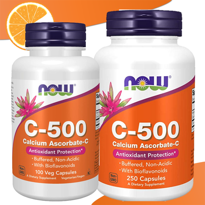 Now Non Acidic Vitamin C Calcium Ascorbate 500mg 100/250 Capsules