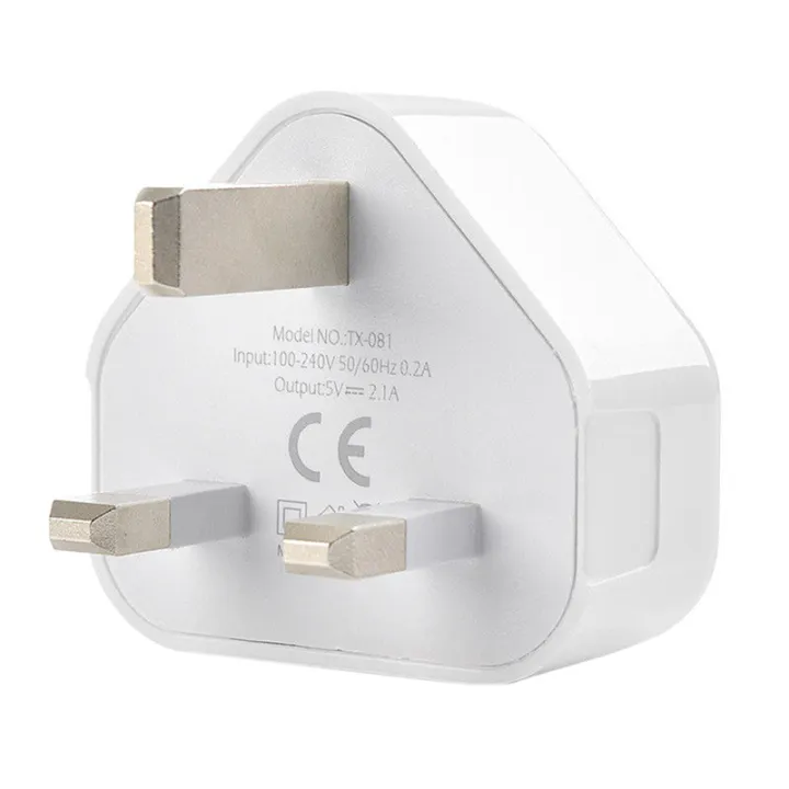 Ministar Mains 3 Pin Plug USB Adaptor Wall Charger Travel Charging Cable For Iphone Samsung