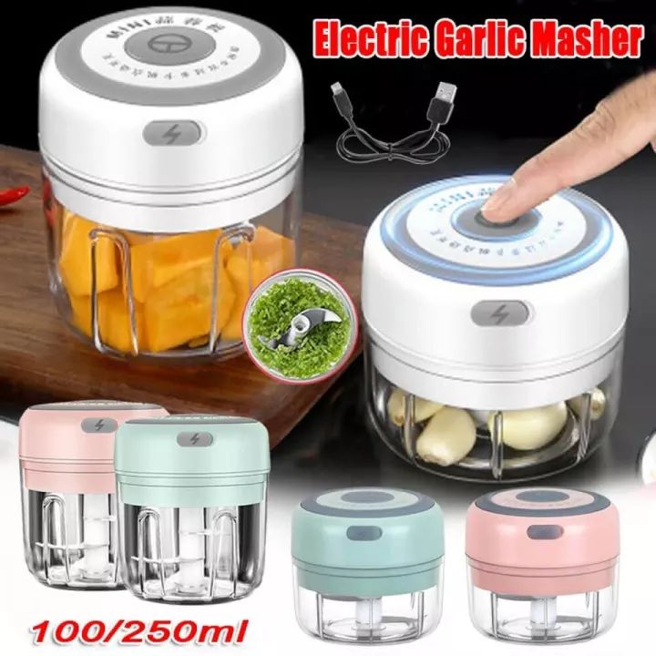 250ML Pink USB Wireless Electric Garlic Masher Sturdy Press Mincer  Vegetable Chili Meat Grinder Food Chopper Kitchen Tools