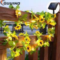 ☁ Fairy Lights 5M 50 LED Solar Lights Sunflower Maple Leaf Waterproof Outdoor Garland Solar Lamp Christmas for Garden Decoration