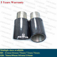 1PCS Car Exhaust Tail Glossy Carbon Tail End Stainless Steel Straight Muffler Tip Flange With Remus Logo For Bmw F30