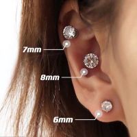 White Black Magnetic Magnet Ear Stud Easy Use Crystal Stone Stud Earrings For Women Men Earrings Clip On No Ear Hole Gift 1 Pcs