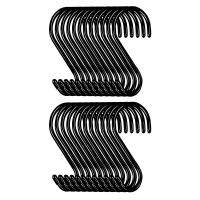 24 Pack 6 Inch Large Heavy Duty S Hooks for Hanging, Non Slip Rubber Coated S Hooks,Steel Metal Hooks for Hanging