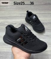 รองเท้าผ้าใบอดิดาสเด็ก รองเท้าadidas_for Kids Black/สีดำล้วน 25-36 เด็กชาย-เด็กหญิง ใส่ได้ ใส่ไปโรงเรียน กิจกรรมกีฬา รองเท้ากีฬาเด็ก