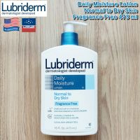 Lubriderm® Daily Moisture Lotion Normal to Dry Skin Fragrance Free 473 ml ลูบริเดิร์ม โลชั่น สำหรับผิวธรรมดา-ผิวแห้งกร้าน สูตรไร้กลิ่น