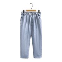 【มีไซส์ใหญ่】Plus Size XL-4XL Womens Blue Jeans Elastic Waist Slim Ankle Denim PantsJH