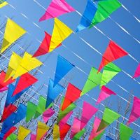 100 เมตรสีผ้าแบนเนอร์ Garlands วันเกิด Bunting ธงงานแต่งงาน Garland Flags ตกแต่งกลางแจ้งแบนเนอร์-Giers