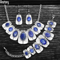 Oblong Quartz Tiger Eye Jewelry Sets Antique Silver Plated Natural Stone Unakite Amethysts Chokers Fashion Necklace Earring