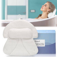 4D Bathtub Pillow Non Slip Suction Cups Spa Head Neck Rest Comfort Cushion with Suction Cups Easy To Clean Bathroom Accessories