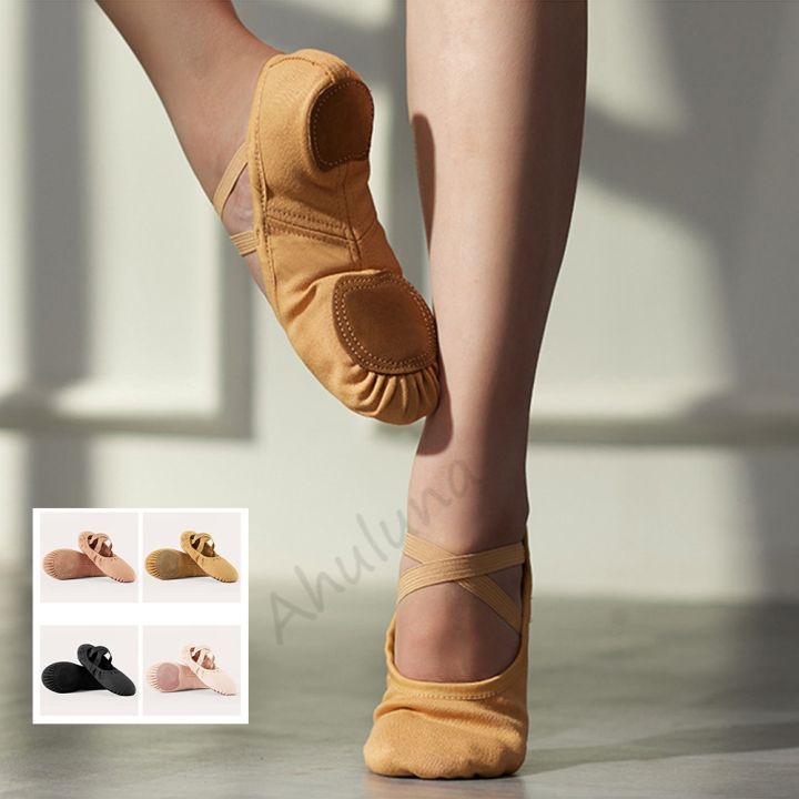 รองเท้าระบำบัลเลต์ผ้ายืดสีดำเปลือยอูฐน้ำตาลละตินสำหรับเด็กผู้หญิง-ds097ผ้าแคนวาสสำรองเท้าเต้นรำ