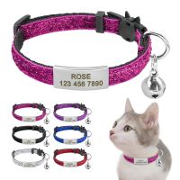 ♞ Personalized Quick Release Cat Collar Bling Puppy Kitten ID Tag Collars Bell Safety Custom Engraved Name Tag For Small Dogs Cats