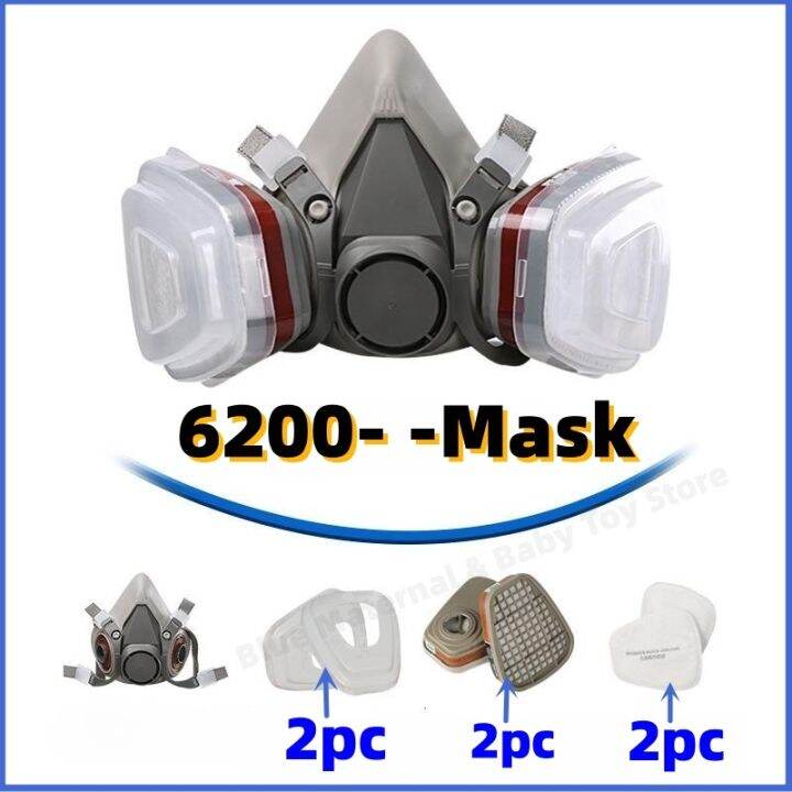 3M Mask 6200 Gas Mask Half Face Safety Respirator Mask Chemical Spray ...