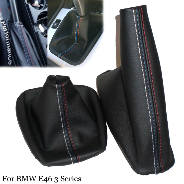 รถเกียร์ติดคู่มือเบรกมือสนับแข้งกะบูตหนังสีดำบูตสำหรับ-bmw-3-series-e36-e46-m3รถจัดแต่งทรงผม