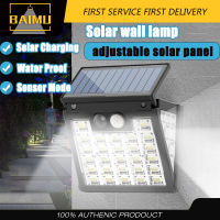 BAIMU 2023 ใหม่ล่าสุด LED โคมไฟติดผนังพลังงานแสงอาทิตย์โคมไฟพลังงานแสงอาทิตย์กลางแจ้ง PIR Motion Sensor พลังงานแสงอาทิตย์ขับเคลื่อนแสงแดดไฟถนนสำหรับไฟสวน