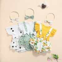 COD ▩ The Outline Shop27dgsd6gfd BABYGARDEN-Fashion Baby Girl Fly Short Sleeve Floral Bowknot Decoration Romper With Headband